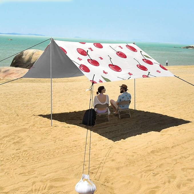 Camping Sun Shelters Cherry Berries on Stem Beach Canopy 126 * 110.2in