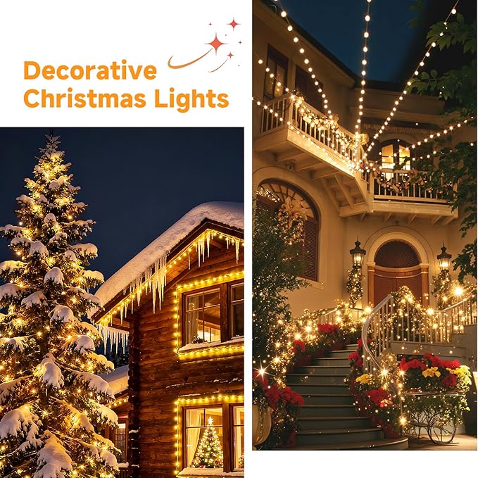 Mlambert 1200 LED Christmas Lights 394FT Outdoor Waterproof Dimmable Fairy Lights with Remote 8 Modes Indoor Lighting for Holiday Décor Warm White