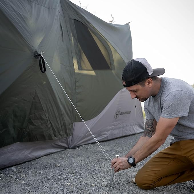 Gazelle Tents™ T4 Tandem Hub Tent Easy 90 Second Set-Up Waterproof UV Resistant Convertible Screen Room Removable Floor 4-8 Person Alpine Green 78 x 94 x 165 GT450GR