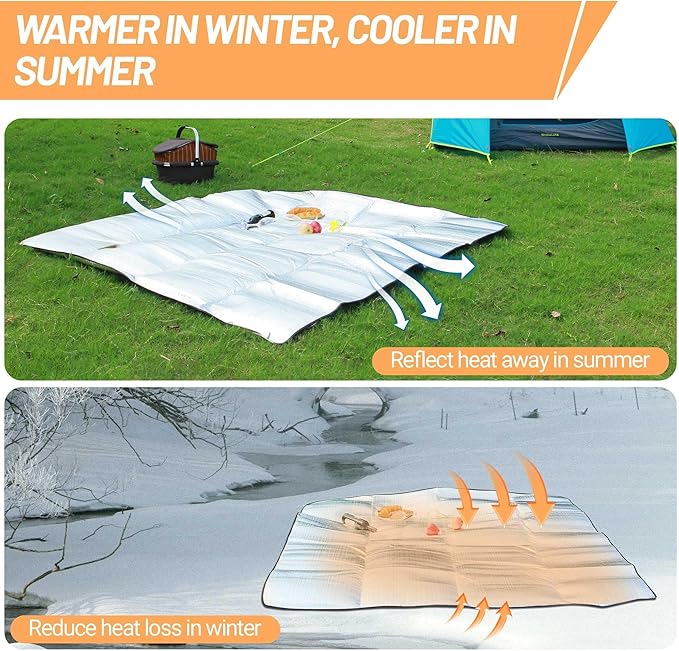 Himalaya Foam Foil Blanket Lightweight Camping Mat Outdoor Roll-up Portable Waterproof Sleeping Mat for Hiking Backpacking Double-Sided Aluminum Camping Accessories(78x78)