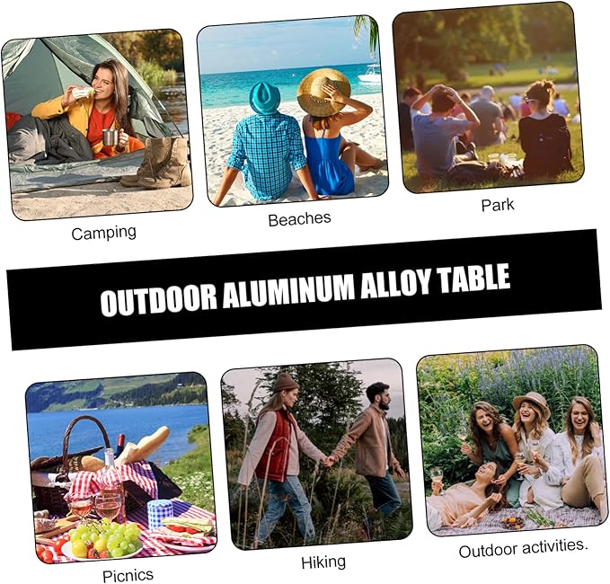 MERRYHAPY Foldable Camping Table Outdoor Small Aluminum Easy to Carry Picnic Food