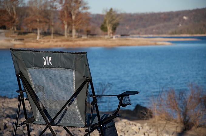 Kijaro Portable Camping Chairs - Enjoy the Outdoors with a Versatile Folding Sports Chair for Outdoor &amp Lawn - Dual Lock Feature Locks Position – Hallet Peak Gray
