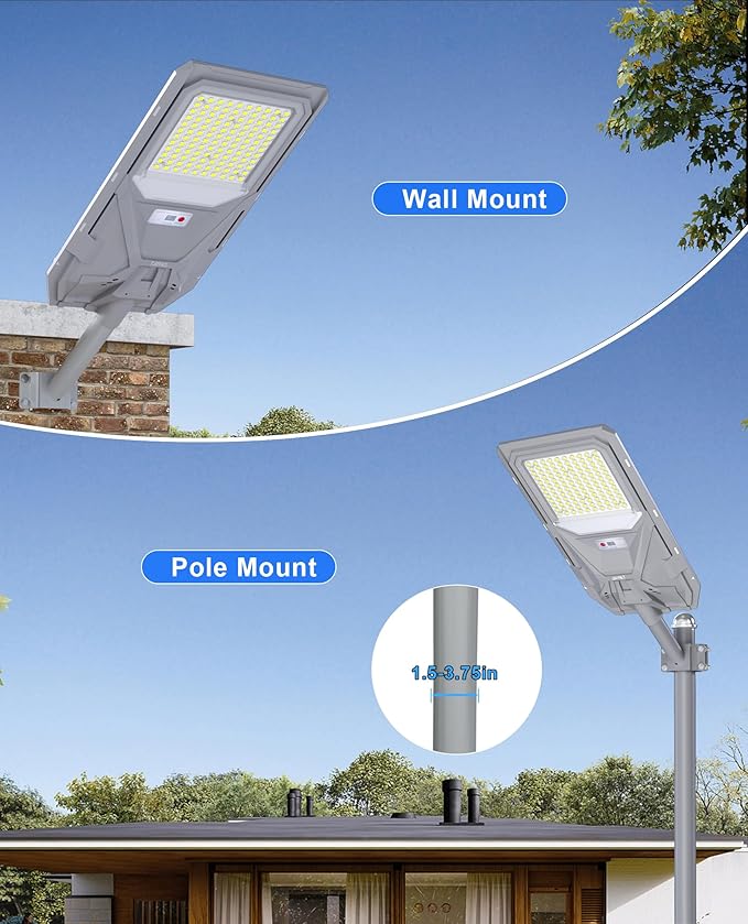 JAYNLT X-10000W Solar Street Lights6500K Commercial Parking Lot Light Dusk to Dawn Dusk to DawnIP68 Waterproof Flood Security Street Lights Motion Sensor for Parking LotRoad