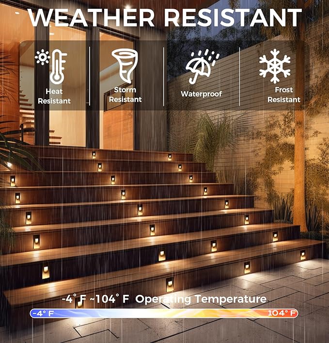 CLOUDY BAY 120V Dimmbale 5 Color LED Indoor Outdoor Step Light2700K/3000K/3500K/4000K/5000K 3W 35lmStair LightOil Rubbed Bronze6 Pack