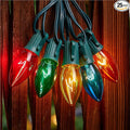 Minetom C9 Multicolor Christmas String Lights 25FT 25 Blubs Bright &amp Warm Outdoor Christmas Lights Long Life C9 String Lights for Tree Patio Gazebo Wreath Multicolor Green Wire