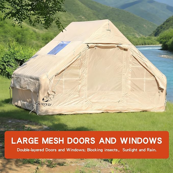 Inflatable Tent for Camping6-8 Person Blow Up Air Glamping Room Tent House with StoveEasy Setup Tents