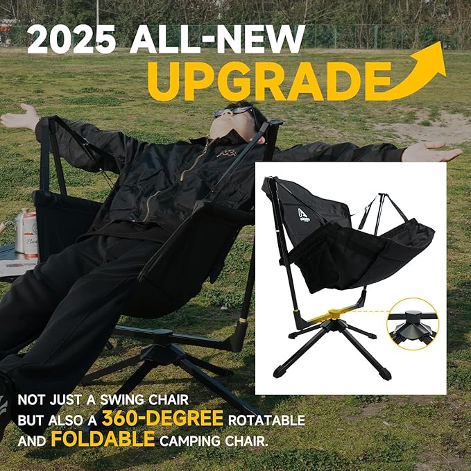 360-Degree Rotation Hammock Camping Chair Folding Swivel Chair for Adults Portable Outdoor Rocking Chair with Storage Bag for Travel Backyard Lawn Concerts Picnics &amp Sports Events