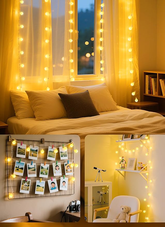 Brightown Battery Operated String Lights for Bedroom 2 Packs Total 39Ft 120 LED Globe Fairy Lights for Balcony Classroom Wedding Girls Room RV Christmas Garden Party Camping Indoor Outdoor Decor