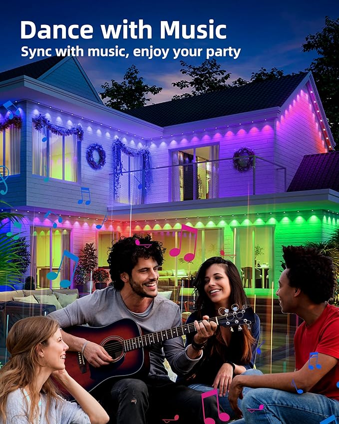 Permanent Outdoor Lights 111ft with Smart 72 LED Light with App Control DIY Scene Modes IP65 Waterproof Christmas Outdoor Lights Outside Roofline Decor Garden Decor Party Holiday Xmas