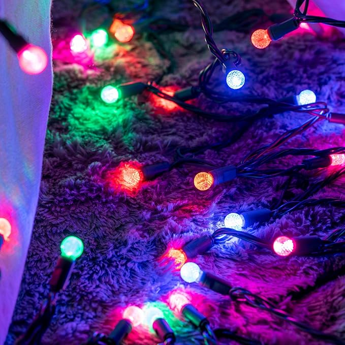 YULETIME Multicolor One-Piece G12 Raspberry Christmas Lights 140 Count 48 Feet 2 Sets 70 LED 24 ft High Waterproof UL Certified String Light (Multicolor)