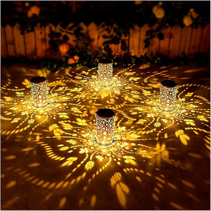 2 Pack Bee Solar Lanterns Outdoor Waterproof Hanging Solar Lights Bee Gifts for Women Men Metal Decorative LED Bee Lanterns for Garden DecorYardPatioLawnTabletopPathwayLandscape