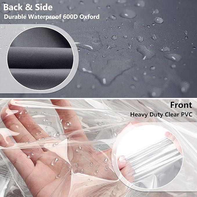 Waterproof Shelf Cover600D Heavy Duty Dustproof Storage Wire Rack CoversOutdoor Shelving Covers for Wire Shelves with Zipper 30''x14''x62''Clear Front.