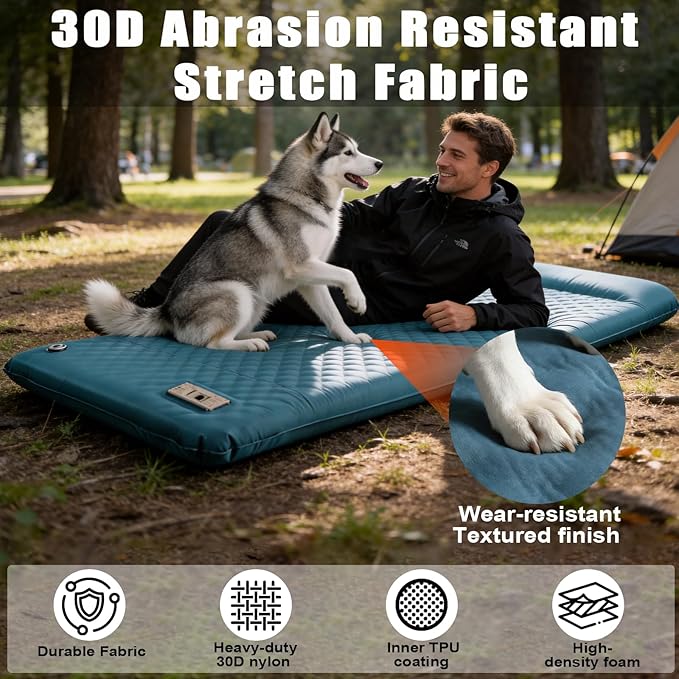 Self Inflating Sleeping Pad for Camping with Electric Pump 3.15 Ultra-Thick Memory Foam Mattress with Built-in Pillow 4-Season Portable Camping MattressMust-Have Gear for TravelTent &amp Car Cam
