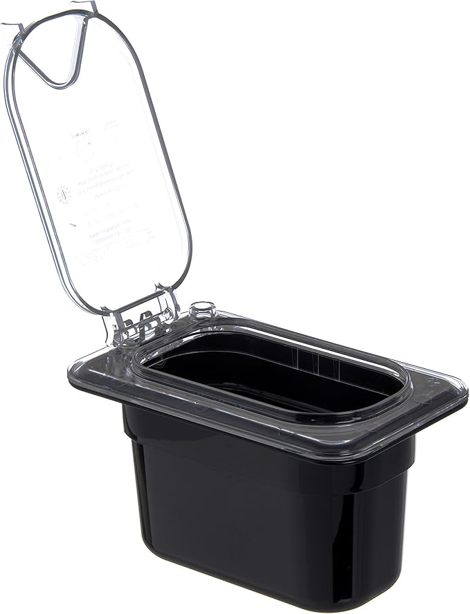 Carlisle FoodService Products Storplus Food Storage Container Food Pan Chafing Pan for Catering Buffets Restaurants Polycarbonate (Pc) 1/9 Size 4 Inches Deep Black (Pack of 6)