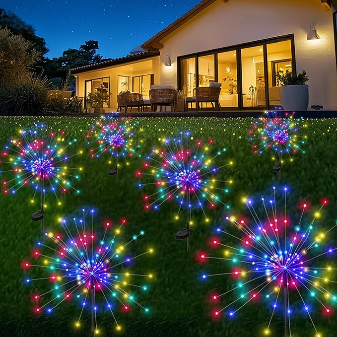 Garden Decor Solar Lights Outdoor120LED Waterproof Colorful Solar Fairy Garden Lights for Outdoor DecorationYard Patio PorchFlower PotPathwayChristmas (6Pack)