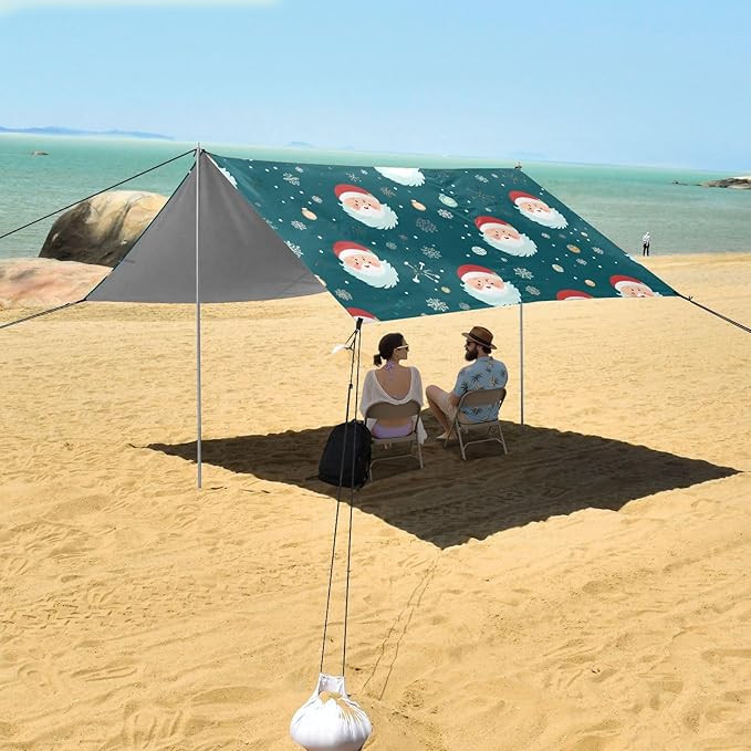 Beach Tent Sun Shelter Kind Santa Claus Christmas Lightweight &amp Easy Setup Beach Shade Canopy for Camping Fishing