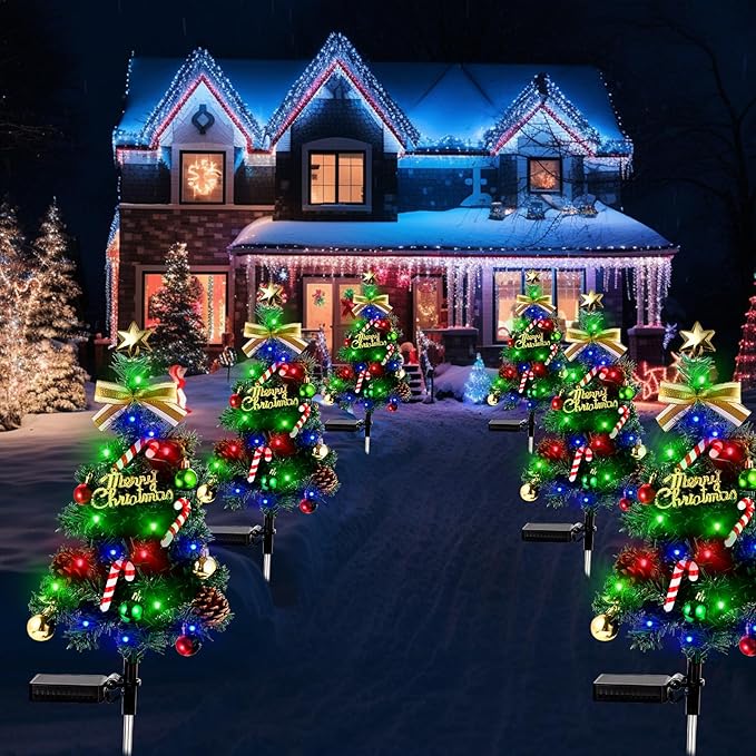 Solar Christmas Decorations OutdoorDEIDOULU Solar Christmas Tree 2 Pack 40 Led Light 2 Modes Outdoor Xmas Tree Light décor Pathway Lights Patio Yard