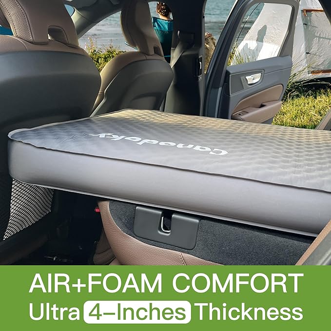 4 Ultra-Thick Single Self-Inflating Sleeping Pad with 3-in-1 Rechargeable Pump Air Adjustable Foam Camping Mattress Fast Inflate &amp Deflate 9.5R Heavy-Duty Camping Mat for Car Van Rooftop Tent
