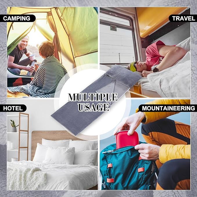 Flannel Sleeping Bag Liner for Adult Travel Camping in Warm Cold Weather Soft Fluffy Travel &amp Hotel Sleeping Bag Liner with Zipper for Hiking Camping Indoor Outdoor Use
