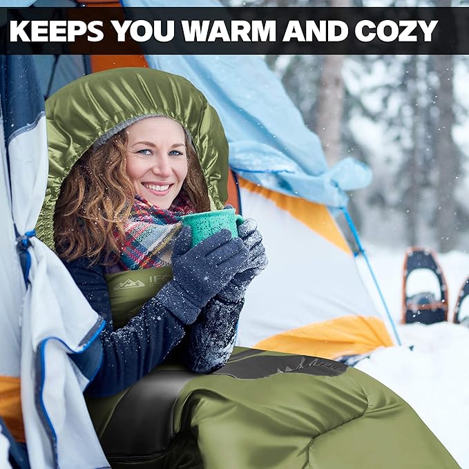 IFORREST Sleeping Bag - Single-Person Cold Weather Camping Sleep Bag for Adults and Teens - XXL 33in/ 40 - Extra-Wide &amp Warm for Big &amp Tall - All-Season Comfort