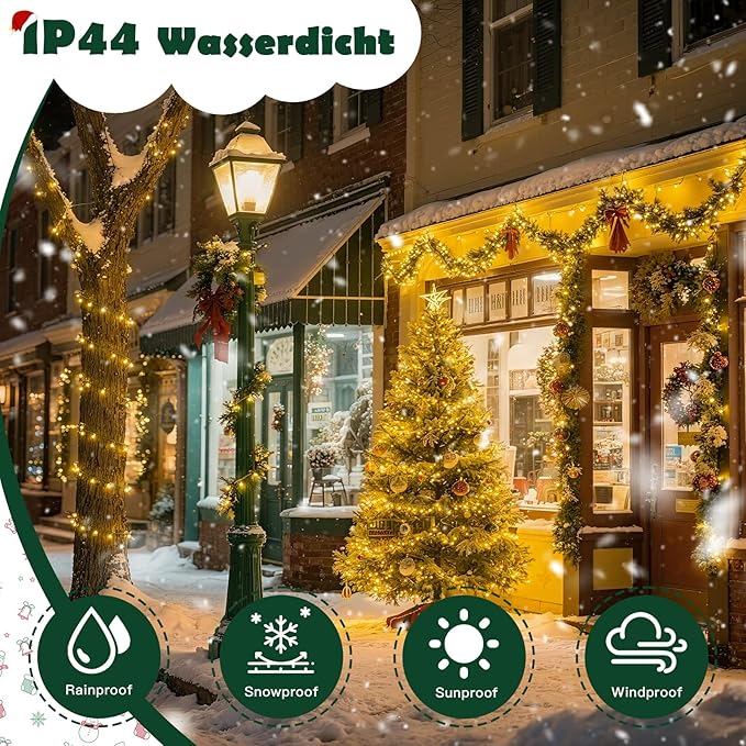 Christmas Lights Indoor Outdoor Waterproof 132FT 400 LED 8 Modes Warm Light String Lights for House Decorations Ideal for Christmas Trees Wedding and Party