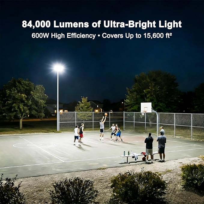 Kekeou 300W 2Pack LED Stadium Lights 84000LM 600W LED Flood Light Outdoor 6500K Daylight White Super Bright Arena Light IP67 Waterproof Field Lights for Sports CountsArenaFlicker-Free