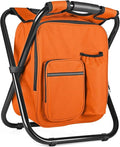 Kikerike Backpack Stool Cooler Chair Heavy Duty 300 LBS Max Load Portable Lightweight Stool Backpack Folding Fishing Cooler Seat for Camping Hunting Fishing - Orange