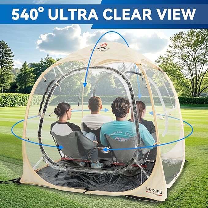 Sports Tent Pop Up Shelter - Instant Pod for All Weather 2/4/6 Person Bubble Tent with Top Cover Waterproof Clear Tent for Sports Events Camping Fishing Cheering and Other Outdoor Activities