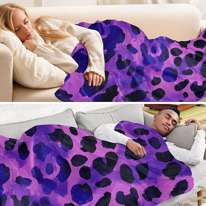 Comfy Throw Blanket Purple Black Leopard Teen Throw Blanket 50x70