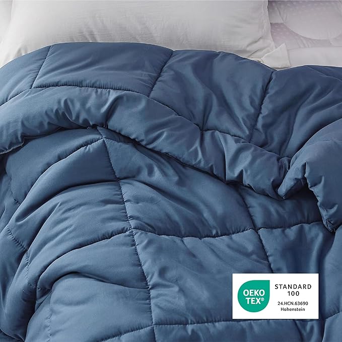 Bedsure Comforter Duvet Insert - Quilted Comforters Twin Size All Season Duvet GentleSoft Down Alternative Bedding Blanket with 8 Tabs Gifts for Women/Men Dark Slate Blue Twin 88 x 68 Inches