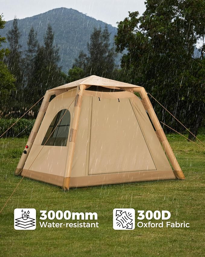 Inflatable Tents for Camping 2-4 Person Easy Set Up Camping Tent with Automatic &amp Manual Pump Waterproof Blow Up Tent for Family Outdoor