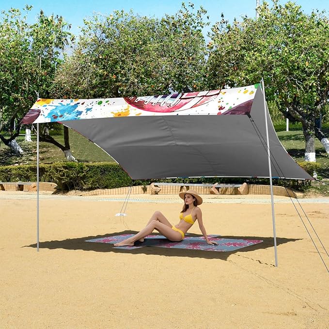 Rugby Pattern (22) Camping Sun Shelter Beach Tent Portable Beach Sun Shade Outdoor Canopy for Camping Trips Fishing Picnic