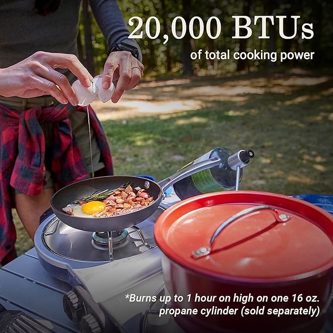 Coleman Fold ‘N Go 2-Burner Propane Stove Dual Adjustable Burners with 20000 BTUs of Power &amp InstaStart Ignition Great for Camping Tailgating Grilling &amp More