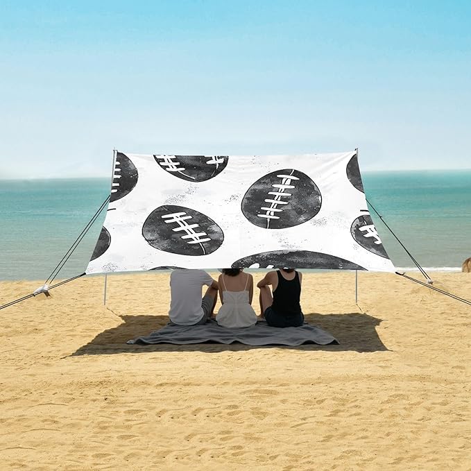 Rugby Pattern (1) Camping Sun Shelter Beach Tent Portable Beach Sun Shade Outdoor Canopy for Camping Trips Fishing Picnic