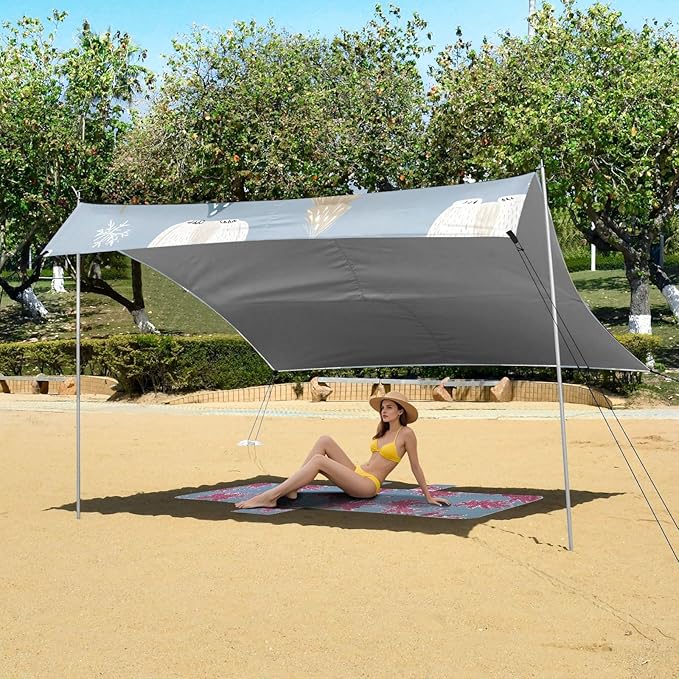 Bolaz Beach Canopy Tent Sun Shade9'×10.5' Large Family Beach Shade UPF50+- Outdoor Shade for Camping Trips FishingPolar Bear Pattern