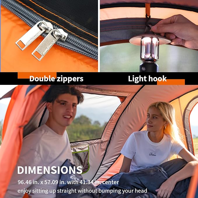 EchoSmile Instant Pop Up Camping Tent 2/4/6 Person Easy Setup Tent Water Resistant Dome Portable with Carry Bag