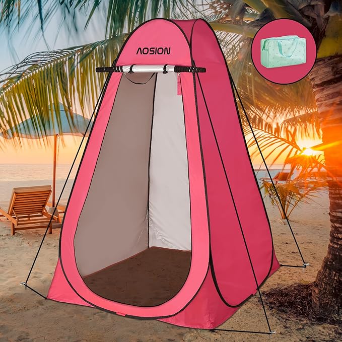 AOSION Privacy Shower TentPop Up Changing TentCamp Bathroom Changing Dressing RoomSun Sunshade Canopy Outdoor Rain Shelter for Camping Hiking Beach Picnic Fishing. (Pink)