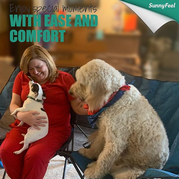SUNNYFEEL Folding Double Camping Chair Oversized Loveseat Chair Heavy Duty Portable/Foldable Lawn Chair with Storage for Outside/Outdoor/Travel/Picnic Fold Up Camp Chairs for Adults 2 People