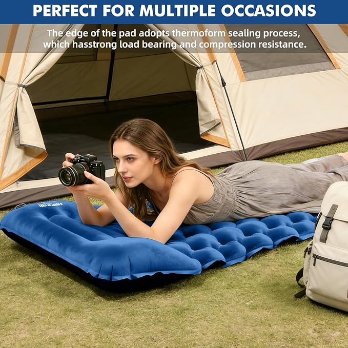 HiiPeak Camping Sleeping Pad Ultralight Camping Mat with Pillow Built-in Foot Pump Inflatable Sleeping Pads Compact for Camping Backpacking Hiking Traveling Tent