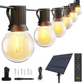 Ollny 35FT Solar Patio Lights Waterproof Remote Control Dimmable Timers 3Modes Outdoor Light with 15 LED + 1 Spare Shatterproof Bulb G40 String Lights for Outside Camping Backyard Tree Bistro