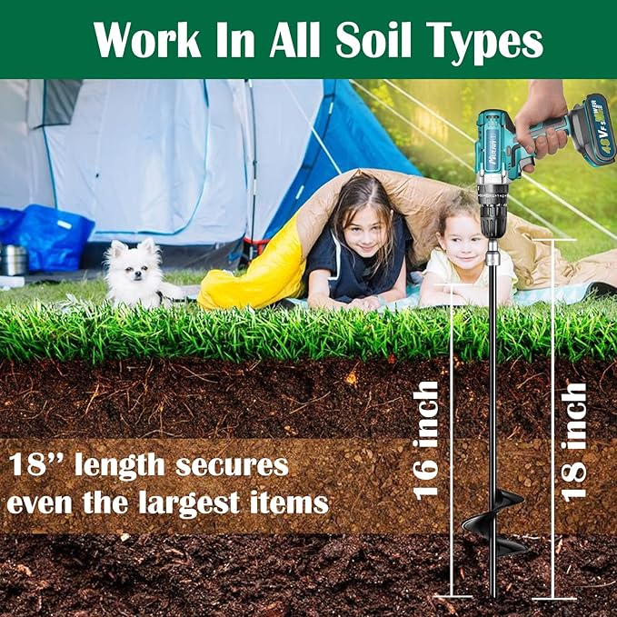 18 inch Ground Anchors Srew in Heavy Duty Earth Shed Anchor Kit Trampoline Stake Hook for Dirt Swing Sets Playset Tent Canopy Carport Mobile Home Tie Down 6 Pack