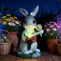 Solar Garden Decor Rabbit with Butterfly Statues Outdoor Outdoor Figurine Statue Lights Outdoor Garden Yard Lawn Patio Decoration Unique House Warming Birthday Present for Women Family