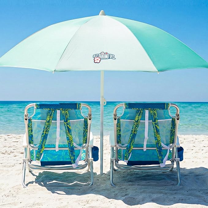 Old Bahama Bay Beach Chairs for Adults 7-Position Classic Lay Flat Beach Chair Reclining Beach Chair Portable Aluminum Backpack Beach Chair with Towel Bar &amp Cooler Bag