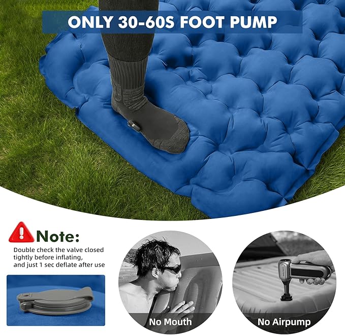 HiiPeak Camping Sleeping Pad Ultralight Camping Mat with Pillow Built-in Foot Pump Inflatable Sleeping Pads Compact for Camping Backpacking Hiking Traveling Tent