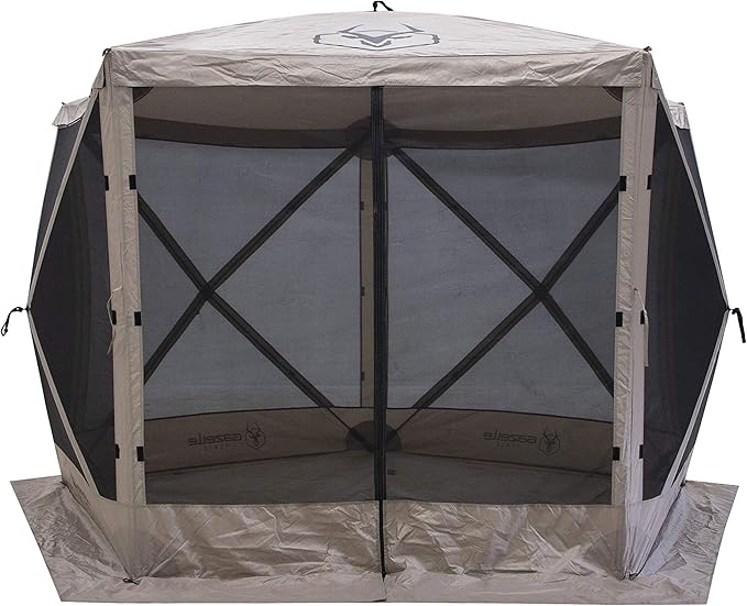 Gazelle Tents™ G5 5-Sided Portable Gazebo with TriTech Mesh Pop-Up Hub Screen Tent Waterproof UV Resistant 4-Person &amp Table Desert Sand 85 x 115 x 106 GK913 Includes 3 Pack of Wind Pane