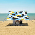 ALAZA Blue Yellow Cow Pattern Beach Tent Sun Shelter Portable Canopy Sunshade for Outdoor Camping Picnics Backyard Fun 10x9 ft