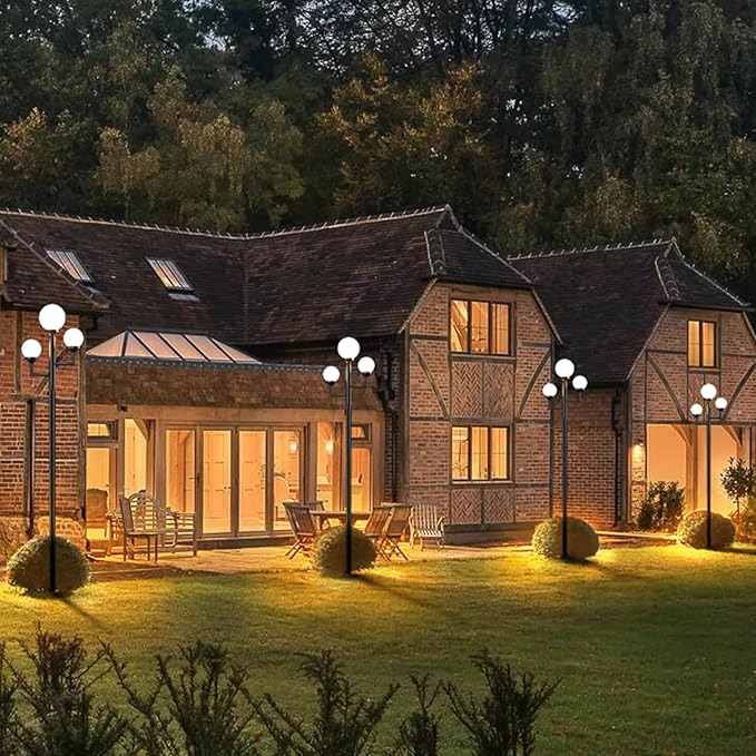 79'' Outdoor Post Lights Waterproof Triple Head Street Light Pole Lamp for Outside3Pcs 10W LED Bulbs Included Waterproof Outdoor Post Light Fixtures for Garden/Yard/Patio/Driveway