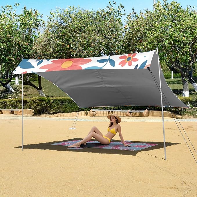 Sea and Ocean Animals Camping Sun Shelter Beach Tent Portable Beach Sun Shade Outdoor Canopy for Camping Trips Fishing Picnic