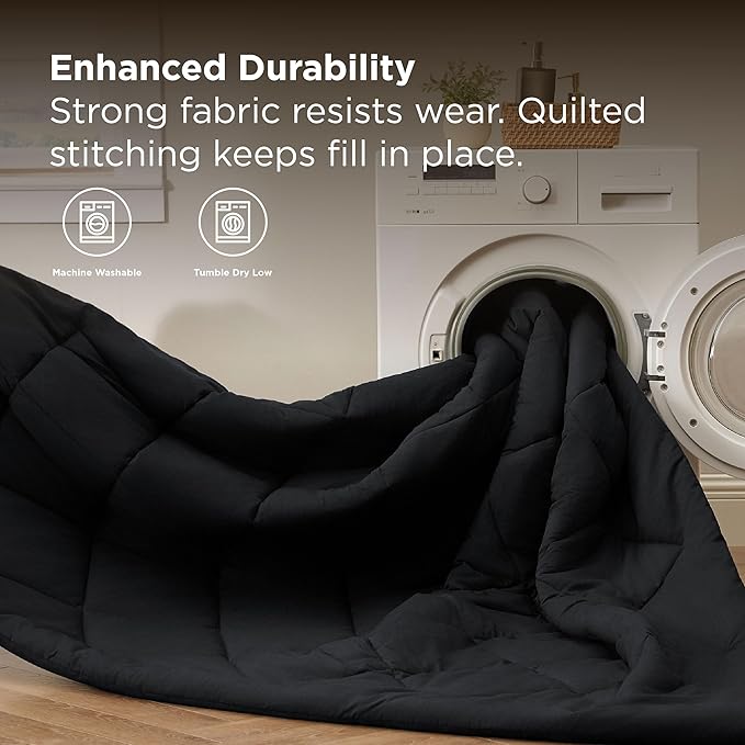 Bedsure Premium Series 7 Piece Black Full Comforter Set Goose Down Alternative All Season Medium Warmth Soft Hotel Luxury Bed in a Bag Safe for Sensitive Skin Includes Sheets Pillowcases &amp Sh