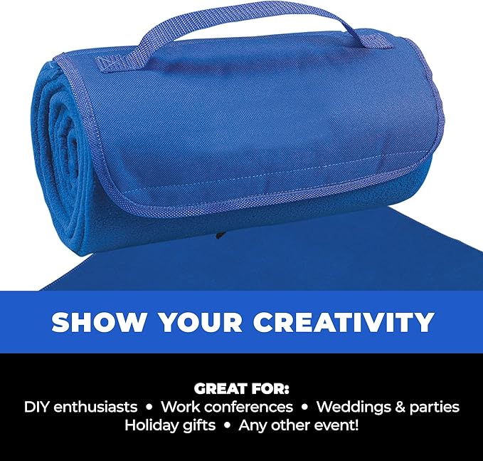 25 Ct of Roll-Up Blankets for Camping Travel Outdoors Beach Picnics – Purple – Hook + Loop Closure for Easy Use in Cars &amp on Airplanes – Customizable for Promotions &amp Events